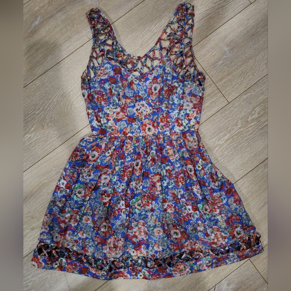 Forever 21 Collection Cotton Silk Blend Floral Cage Dress 4 Rare Old F21 Era